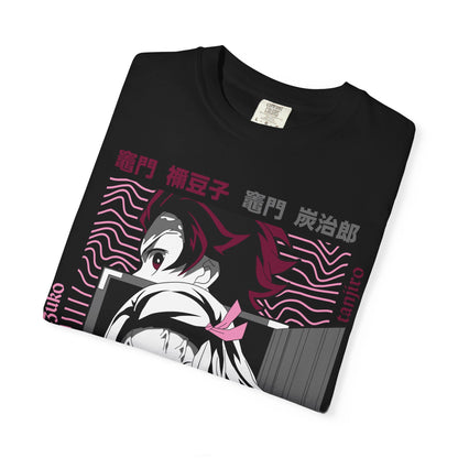 Demon Slayer Anime Graphic T-Shirt — Nezuko & Tanjiro Vaporwave Design