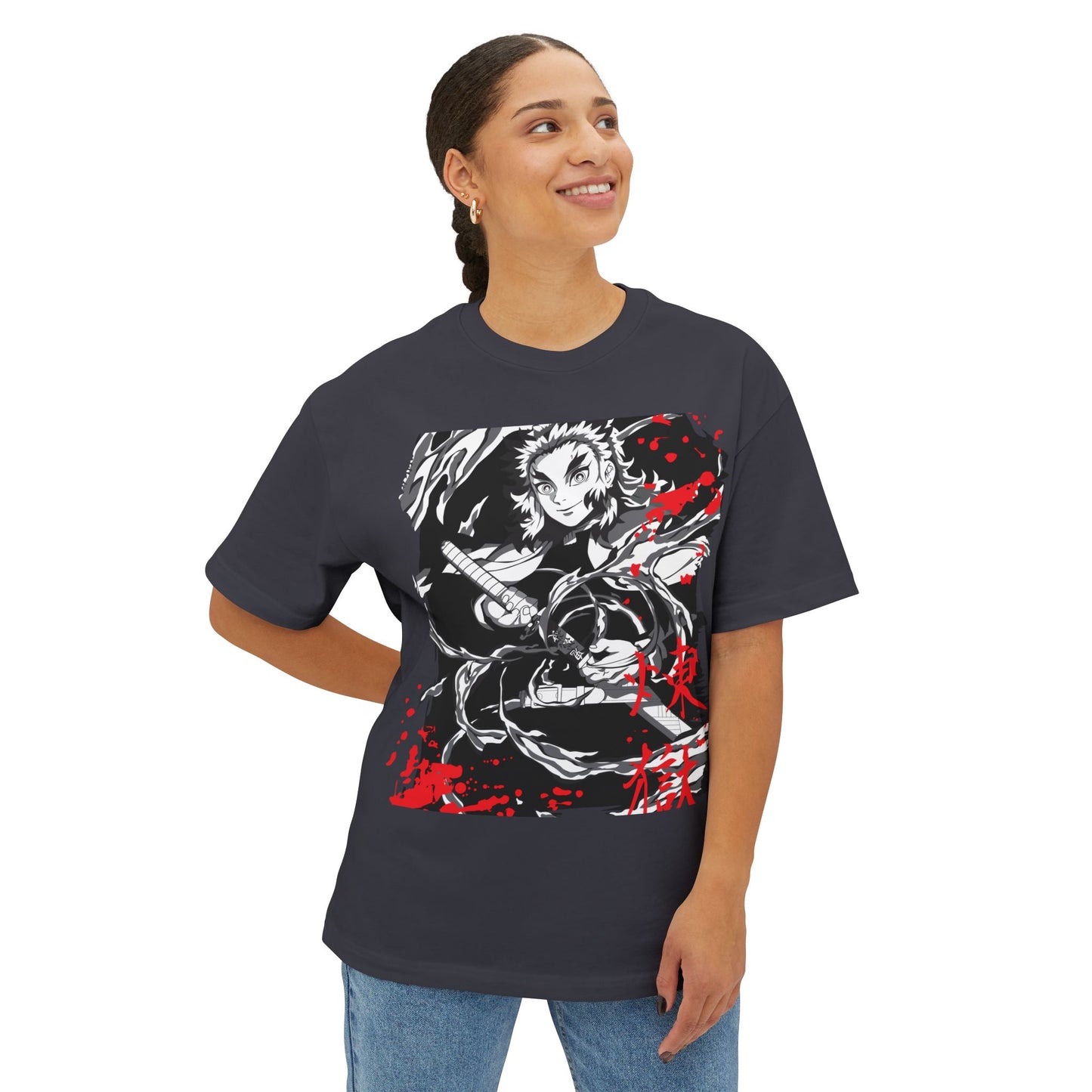 Flame Hashira Tee — Anime-Inspired Oversized Shirt for Fans