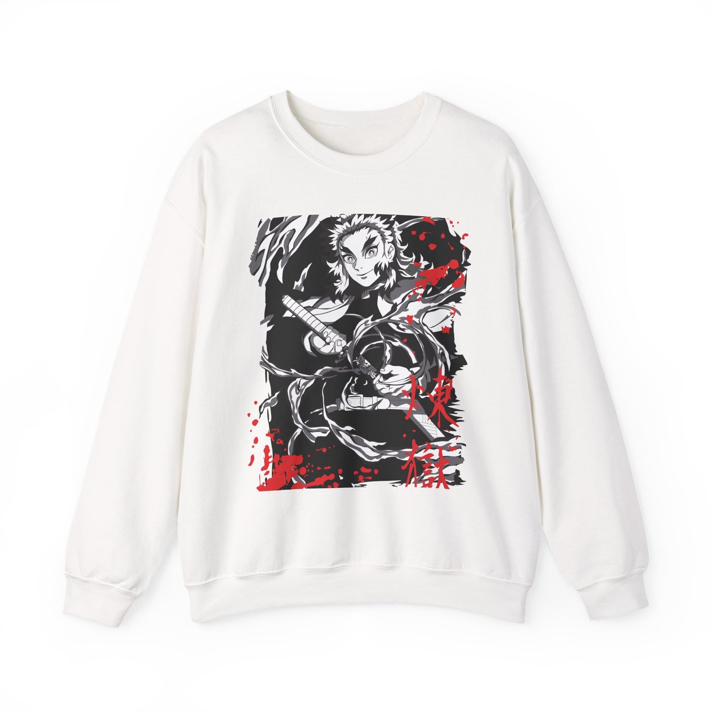 Anime Sword Warrior Sweatshirt — Black & Red Demon Slayer Graphic Crewneck