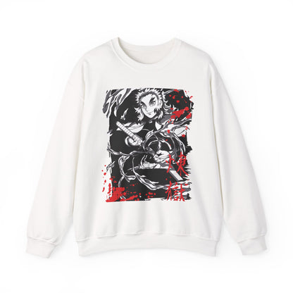 Anime Sword Warrior Sweatshirt — Black & Red Demon Slayer Graphic Crewneck