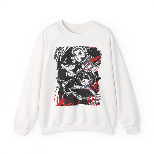 Anime Sword Warrior Sweatshirt — Black & Red Demon Slayer Graphic Crewneck