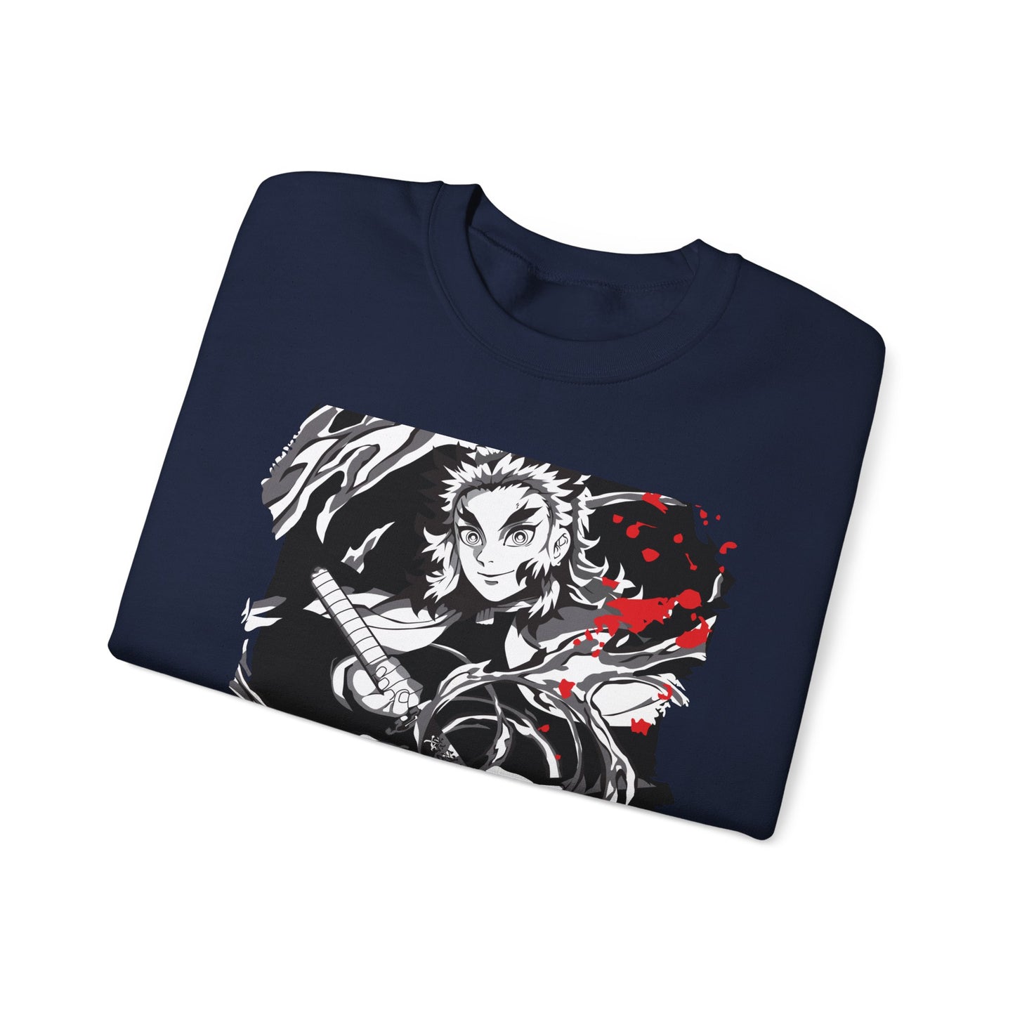 Anime Sword Warrior Sweatshirt — Black & Red Demon Slayer Graphic Crewneck