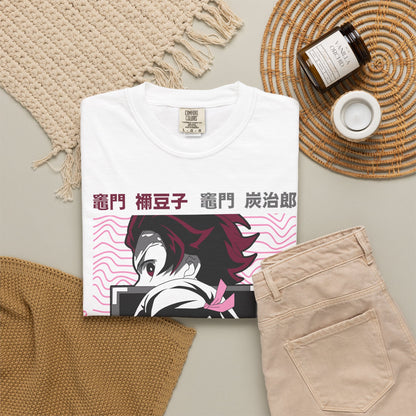 Demon Slayer Anime Graphic T-Shirt — Nezuko & Tanjiro Vaporwave Design