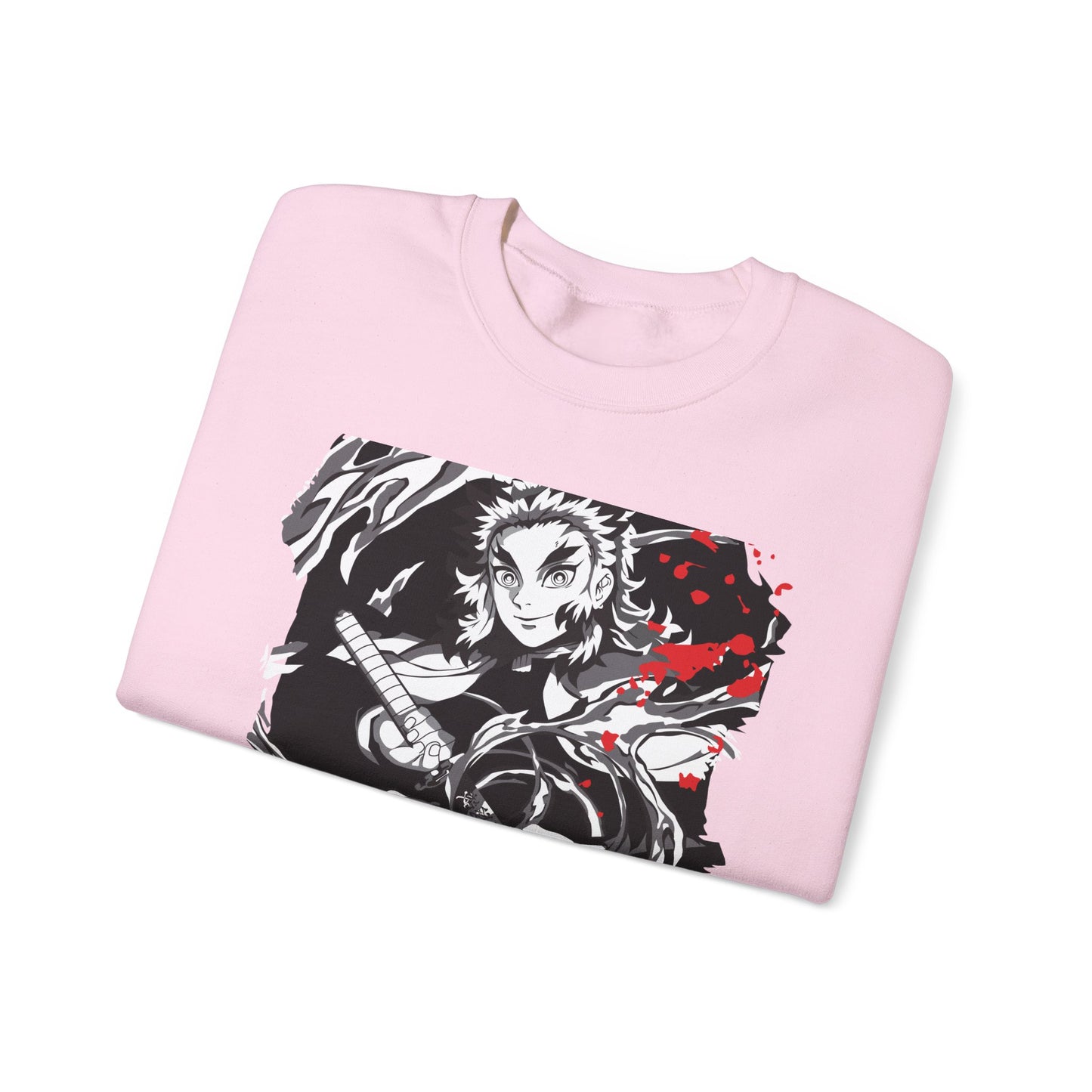 Anime Sword Warrior Sweatshirt — Black & Red Demon Slayer Graphic Crewneck