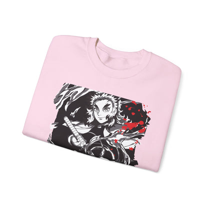 Anime Sword Warrior Sweatshirt — Black & Red Demon Slayer Graphic Crewneck