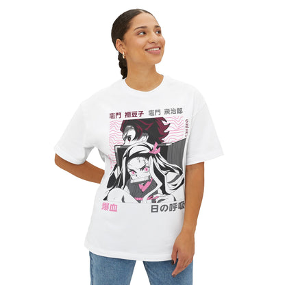 Anime Demon Siblings Graphic Tee — Japanese Text Nezuko & Tanjiro Design
