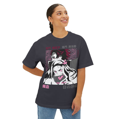 Anime Demon Siblings Graphic Tee — Japanese Text Nezuko & Tanjiro Design