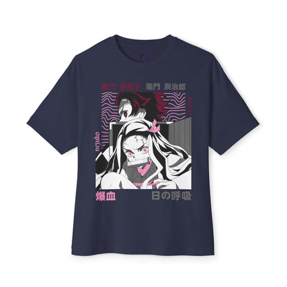 Anime Demon Siblings Graphic Tee — Japanese Text Nezuko & Tanjiro Design