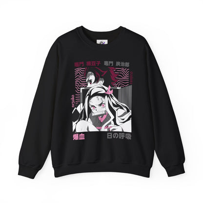 Anime Crewneck Sweatshirt — Pink Nezuko & Tanjiro Graphic