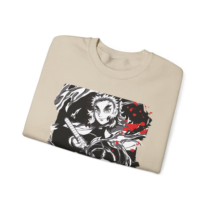 Anime Sword Warrior Sweatshirt — Black & Red Demon Slayer Graphic Crewneck