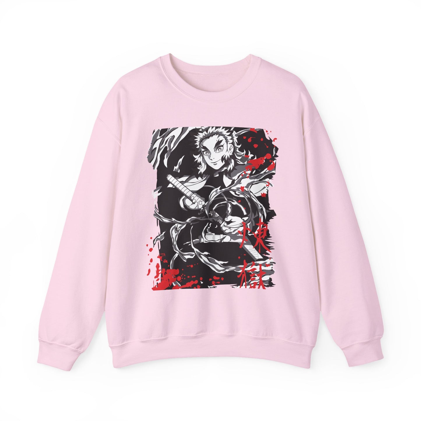 Anime Sword Warrior Sweatshirt — Black & Red Demon Slayer Graphic Crewneck