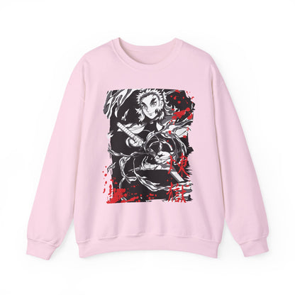 Anime Sword Warrior Sweatshirt — Black & Red Demon Slayer Graphic Crewneck