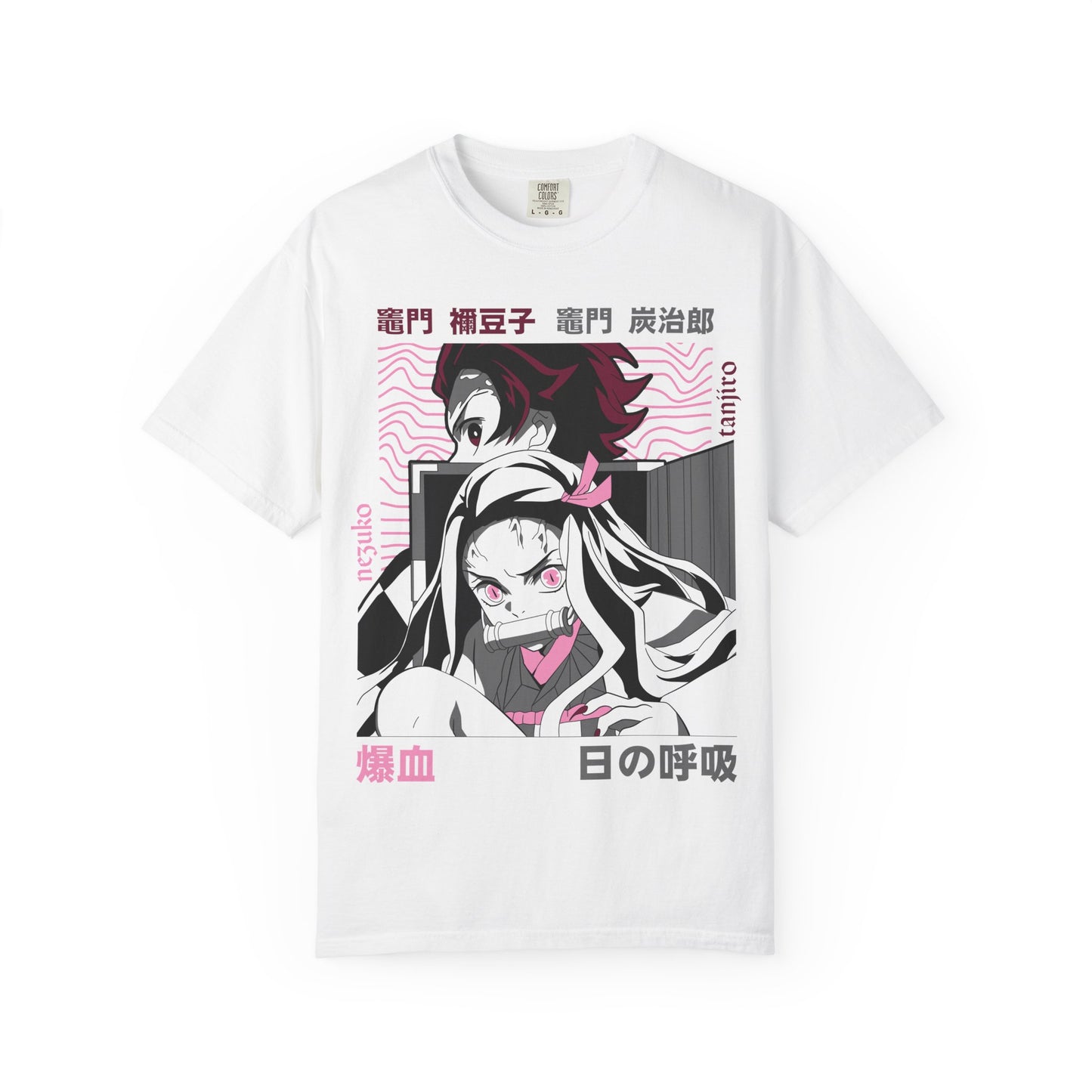 Demon Slayer Anime Graphic T-Shirt — Nezuko & Tanjiro Vaporwave Design