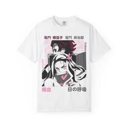 Demon Slayer Anime Graphic T-Shirt — Nezuko & Tanjiro Vaporwave Design