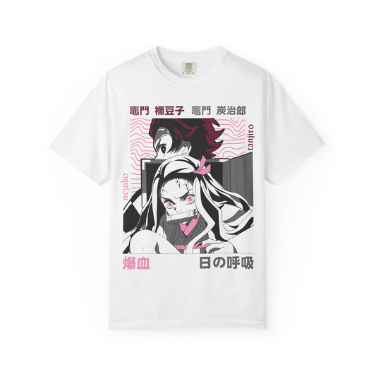 Demon Slayer Anime Graphic T-Shirt — Nezuko & Tanjiro Vaporwave Design
