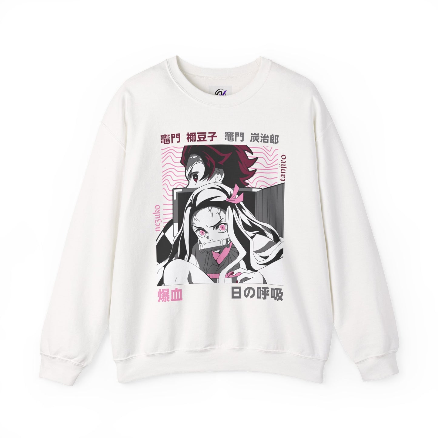 Anime Crewneck Sweatshirt — Pink Nezuko & Tanjiro Graphic