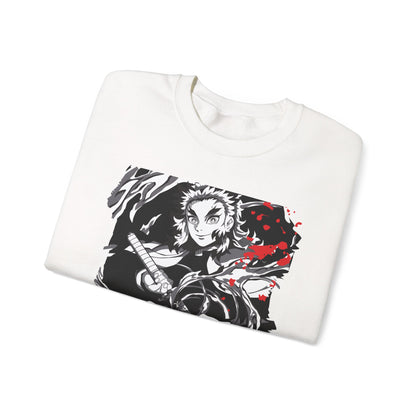 Anime Sword Warrior Sweatshirt — Black & Red Demon Slayer Graphic Crewneck