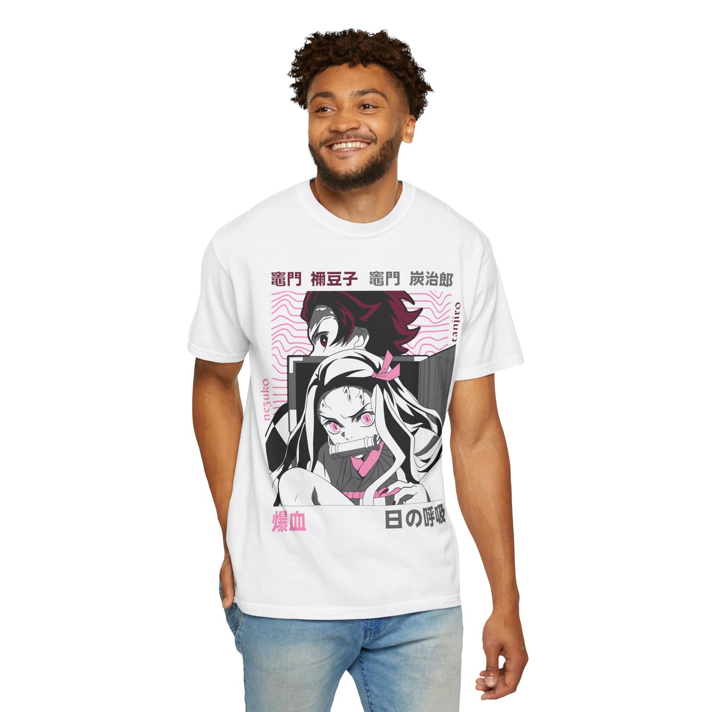 Demon Slayer Anime Graphic T-Shirt — Nezuko & Tanjiro Vaporwave Design