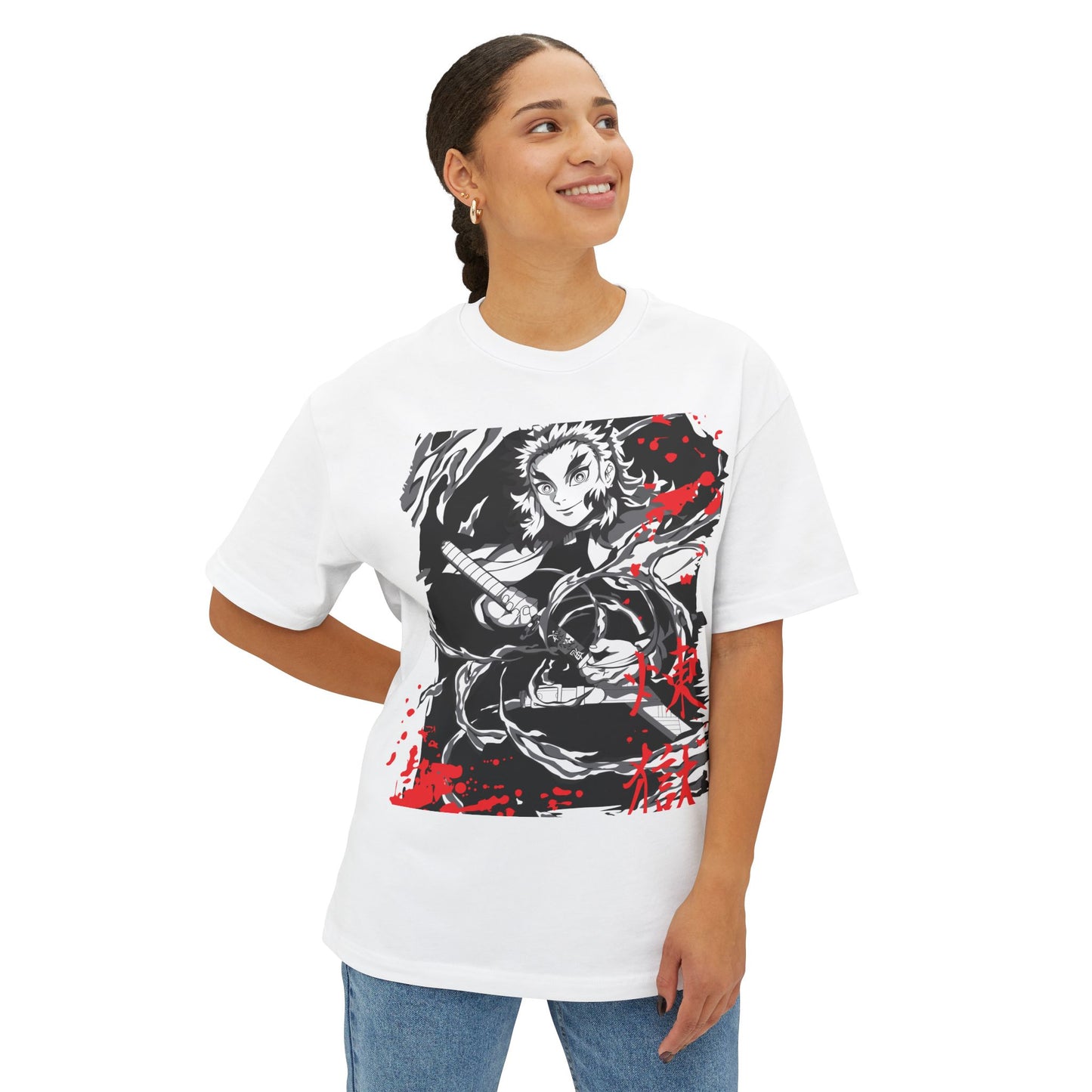 Flame Hashira Tee — Anime-Inspired Oversized Shirt for Fans