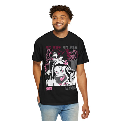 Demon Slayer Anime Graphic T-Shirt — Nezuko & Tanjiro Vaporwave Design