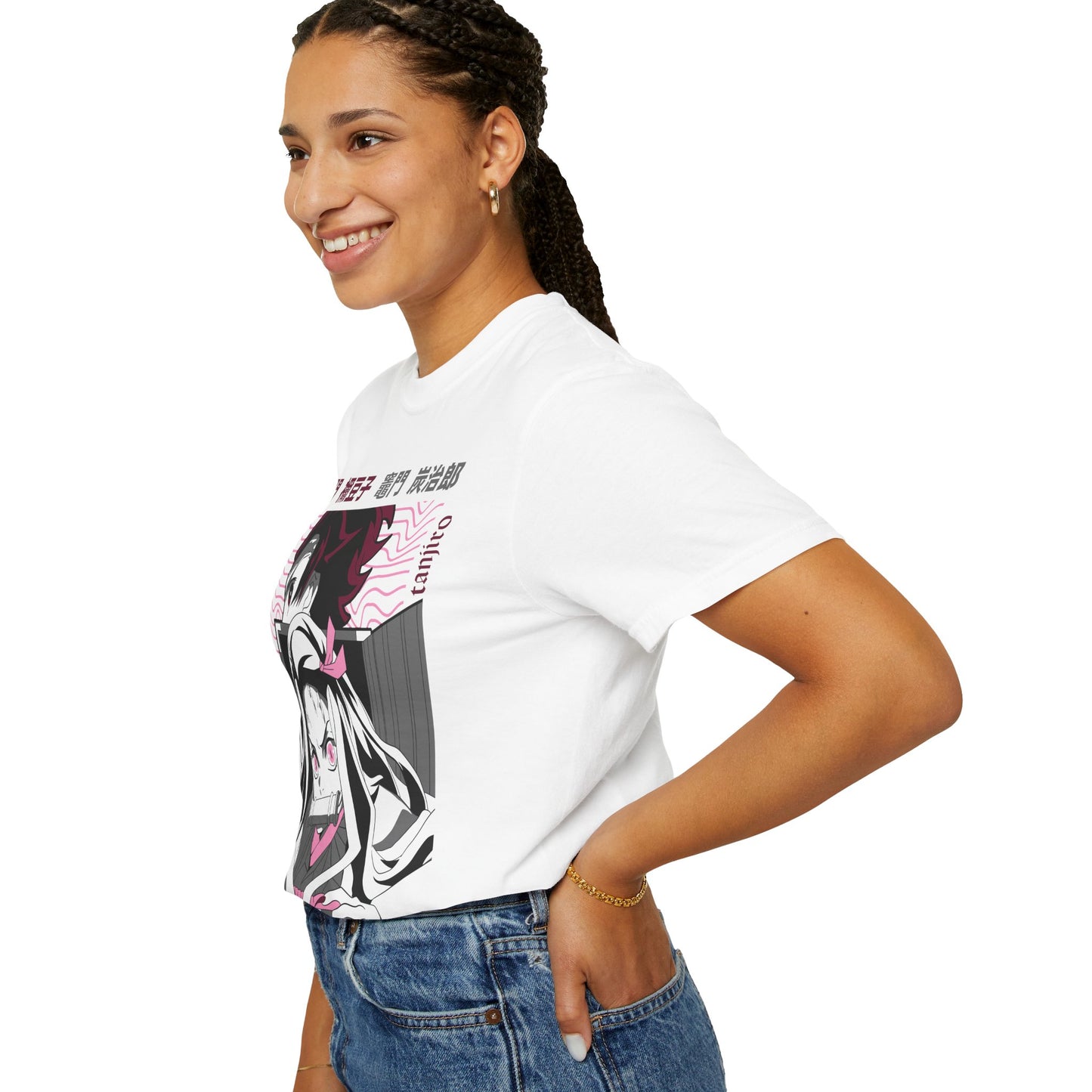 Demon Slayer Anime Graphic T-Shirt — Nezuko & Tanjiro Vaporwave Design