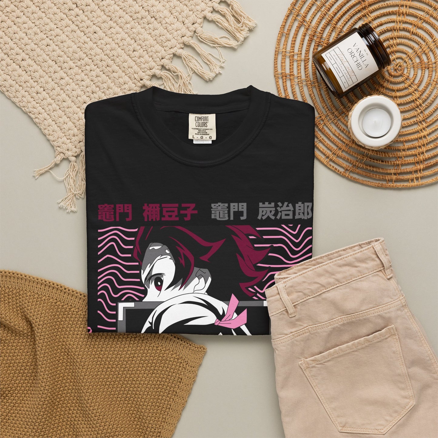 Demon Slayer Anime Graphic T-Shirt — Nezuko & Tanjiro Vaporwave Design