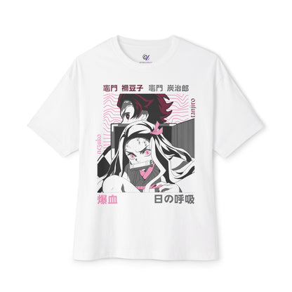 Anime Demon Siblings Graphic Tee — Japanese Text Nezuko & Tanjiro Design