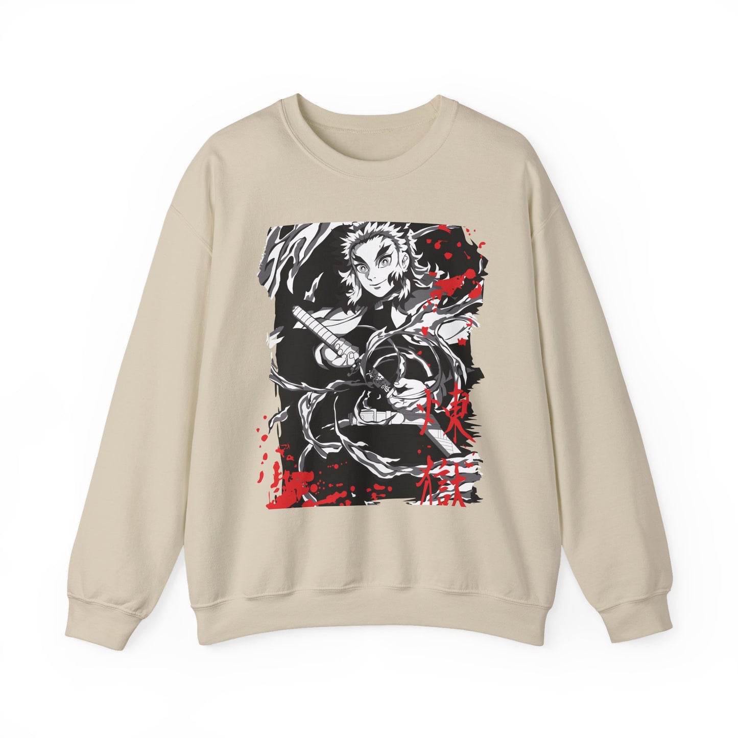 Anime Sword Warrior Sweatshirt — Black & Red Demon Slayer Graphic Crewneck