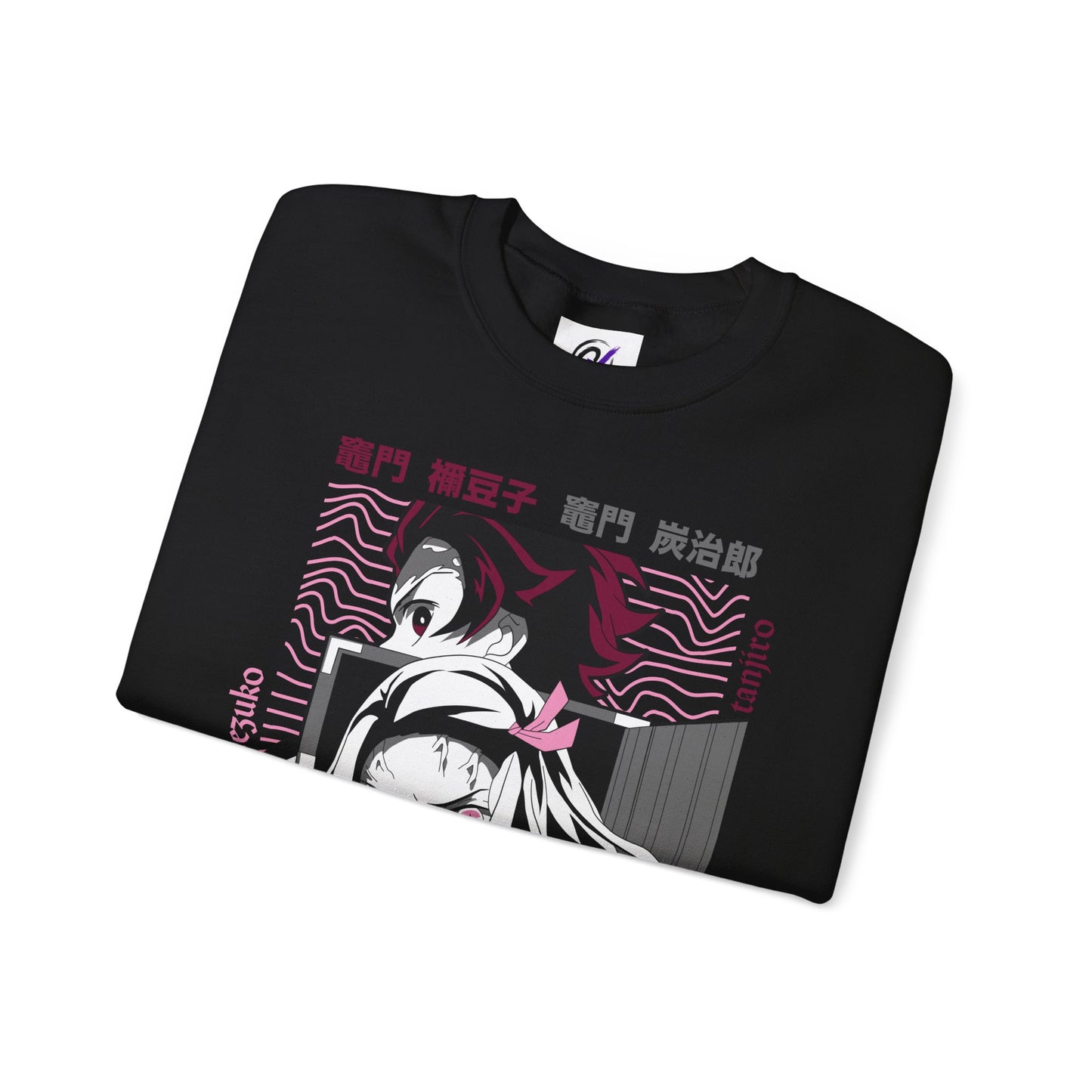 Anime Crewneck Sweatshirt — Pink Nezuko & Tanjiro Graphic