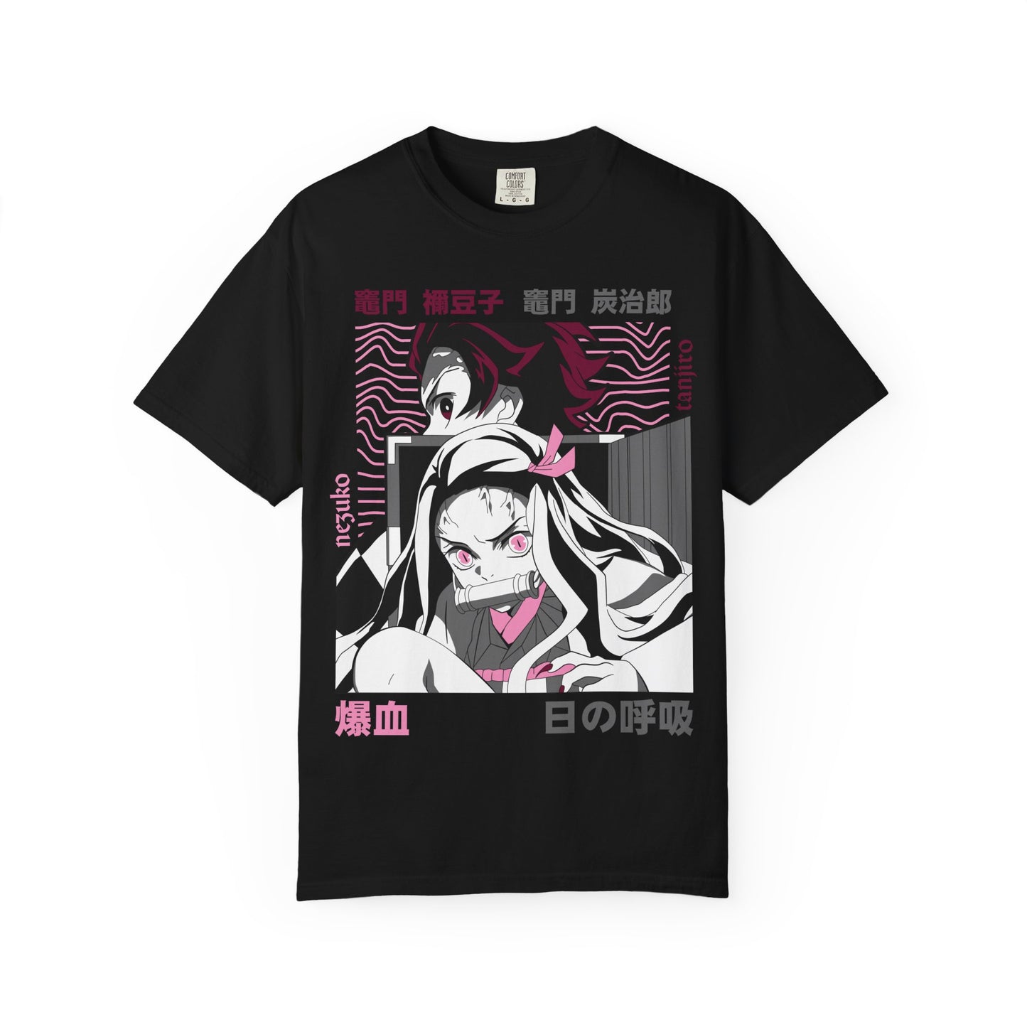 Demon Slayer Anime Graphic T-Shirt — Nezuko & Tanjiro Vaporwave Design