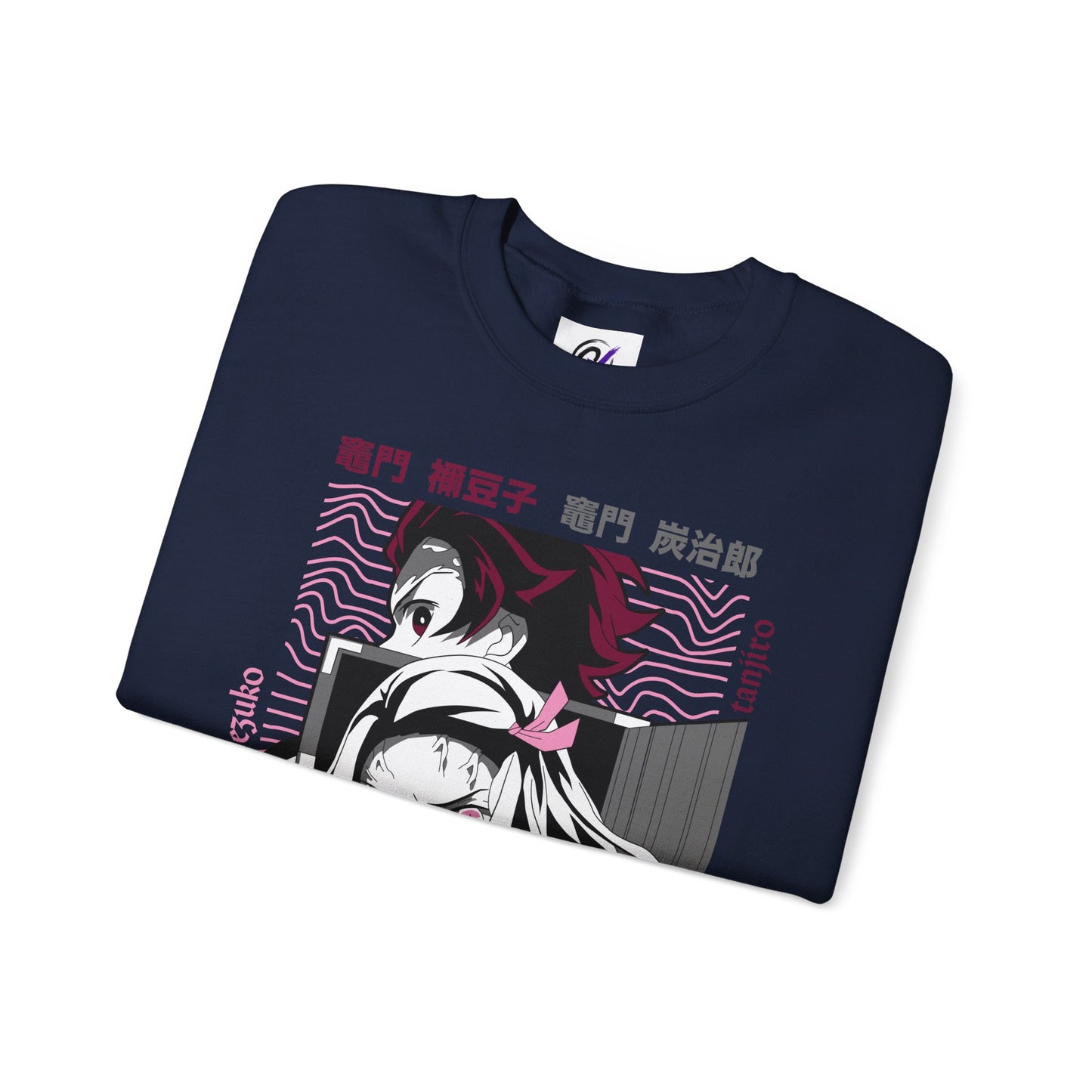 Anime Crewneck Sweatshirt — Pink Nezuko & Tanjiro Graphic