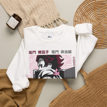 Anime Crewneck Sweatshirt — Pink Nezuko & Tanjiro Graphic