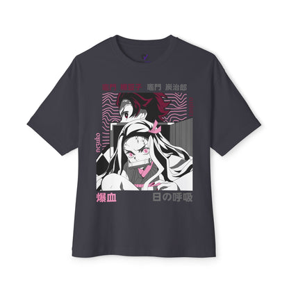 Anime Demon Siblings Graphic Tee — Japanese Text Nezuko & Tanjiro Design